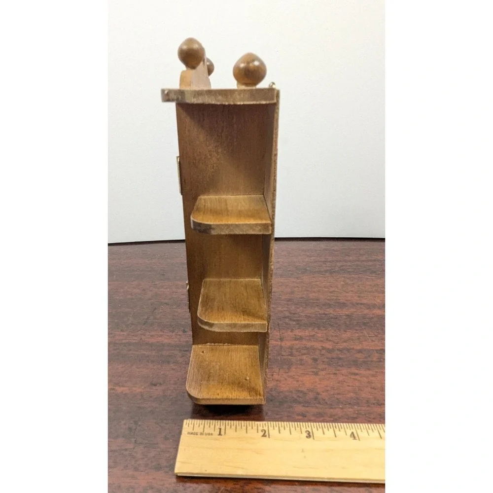 Vintage Miniature Wood Curio Display Cabinet Glass Door Wall Shelf Shadow Box